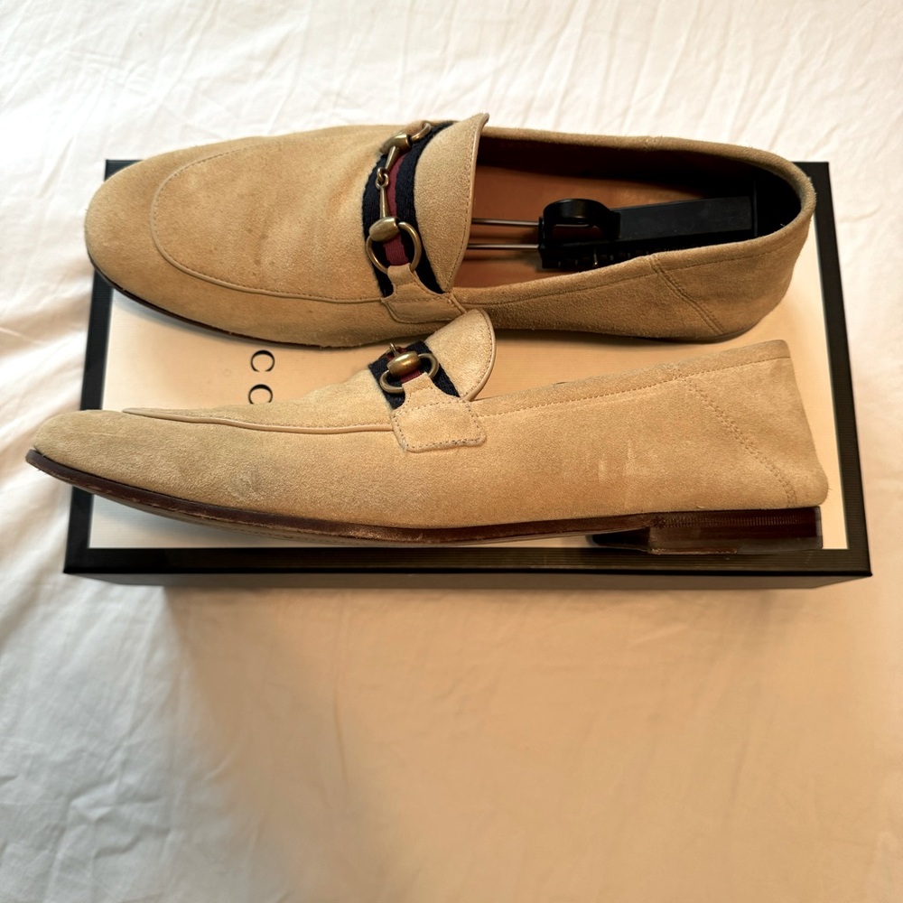 Gucci Jordaan Suede Horsebit Loafers